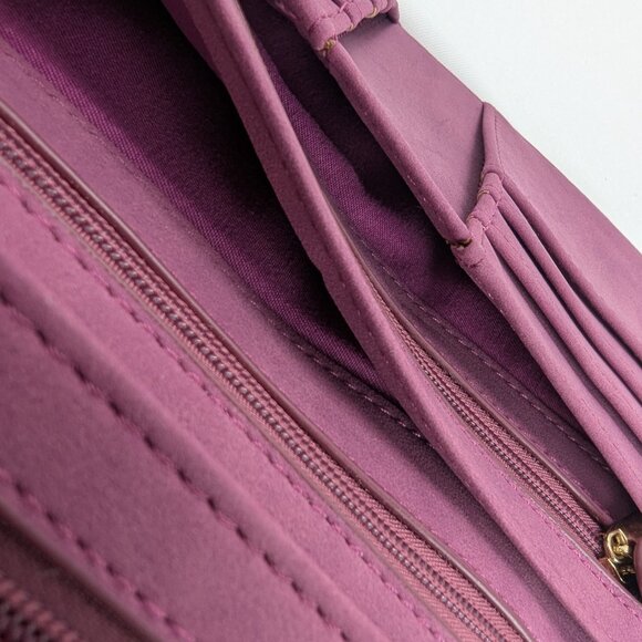 Francesca's Travel Wallet Laser Cut Design Purple Gold Clutch Style - Picture 12 of 12